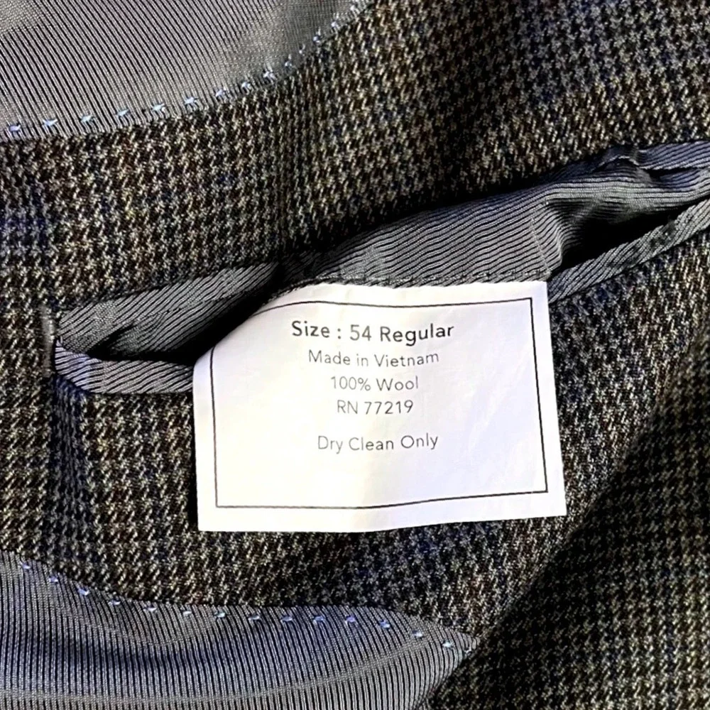 Pronto Uomo Platinum Mens 54R Wool Blazer Sport Coat Grey Blue Houndstooth *READ